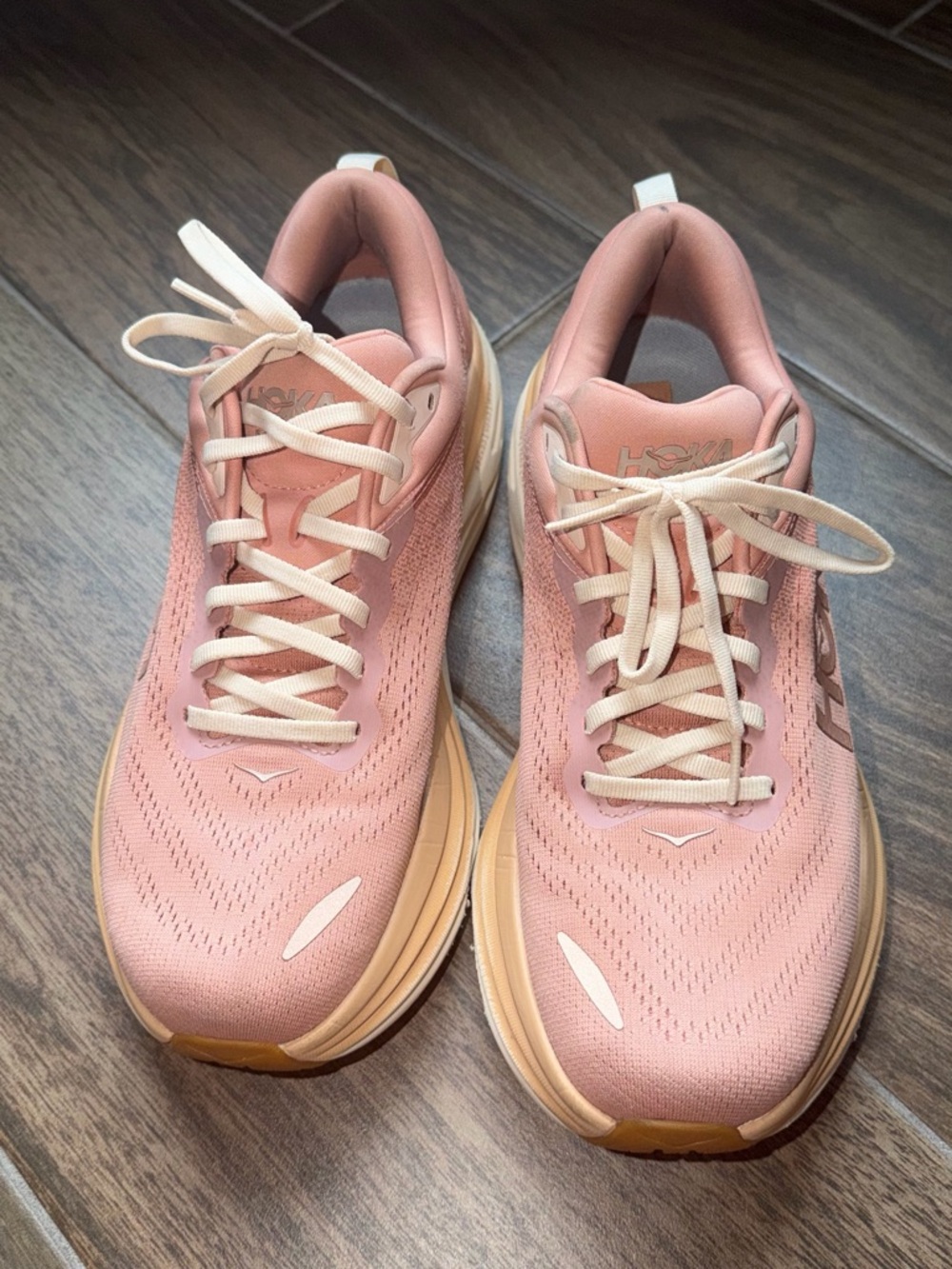 Hoka Women's Rose and Tan Cushioned Running Sneakers - Picture 3 of 10